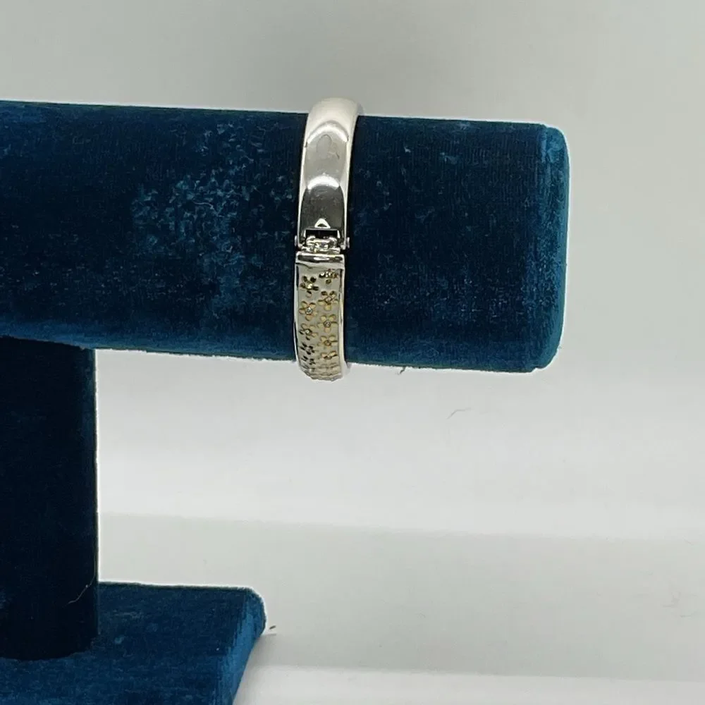 Brighton Loves Me Gold and Silver Floral Hinged Bangle Bracelet
